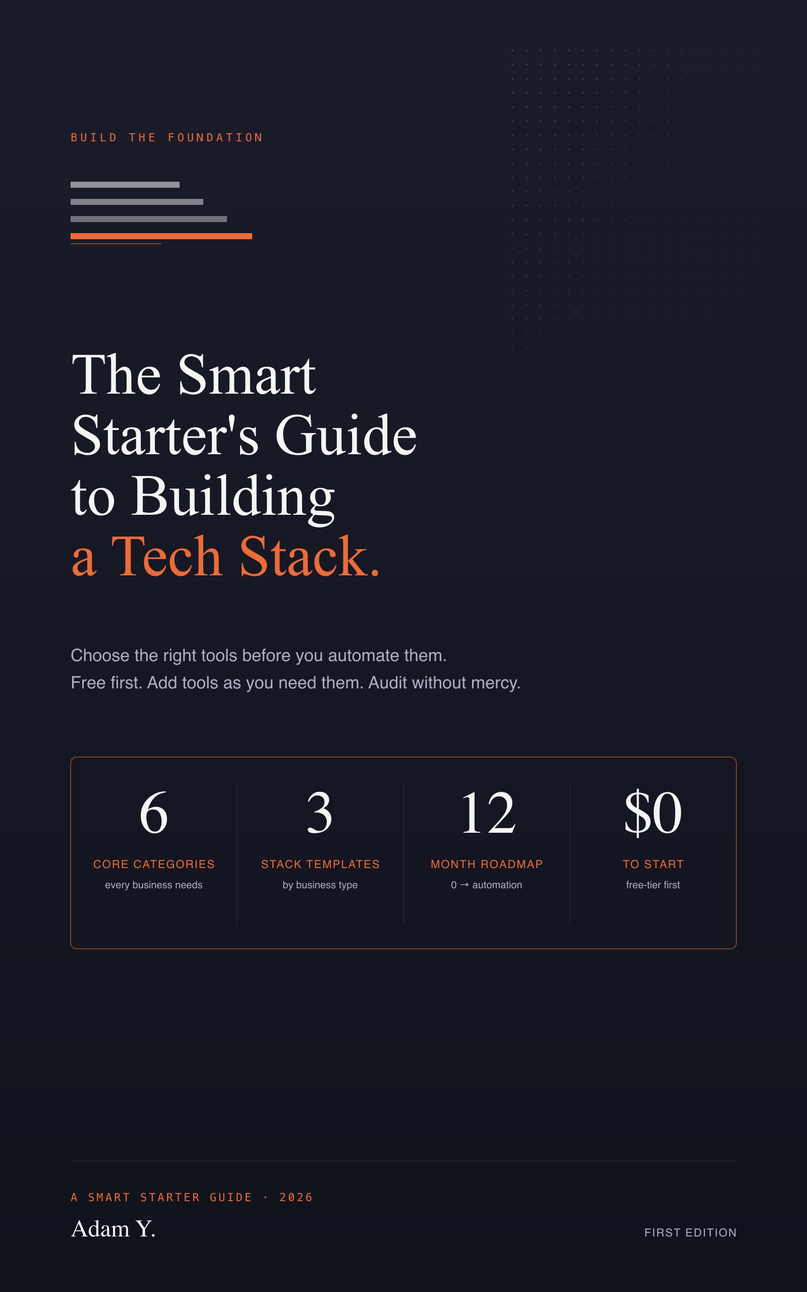 Cover of The Smart Starter's Guide to Building a Tech Stack